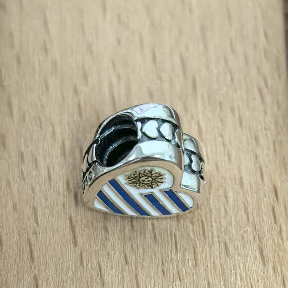 😁Pandora Uruguay Flag Dangle Heart Bead Charm Pendant, S925 Silver Bracelets - Picture 4 of 4